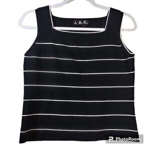 J. A. C. Black White Stripe Heavyweight Knit Tank Top Size L
